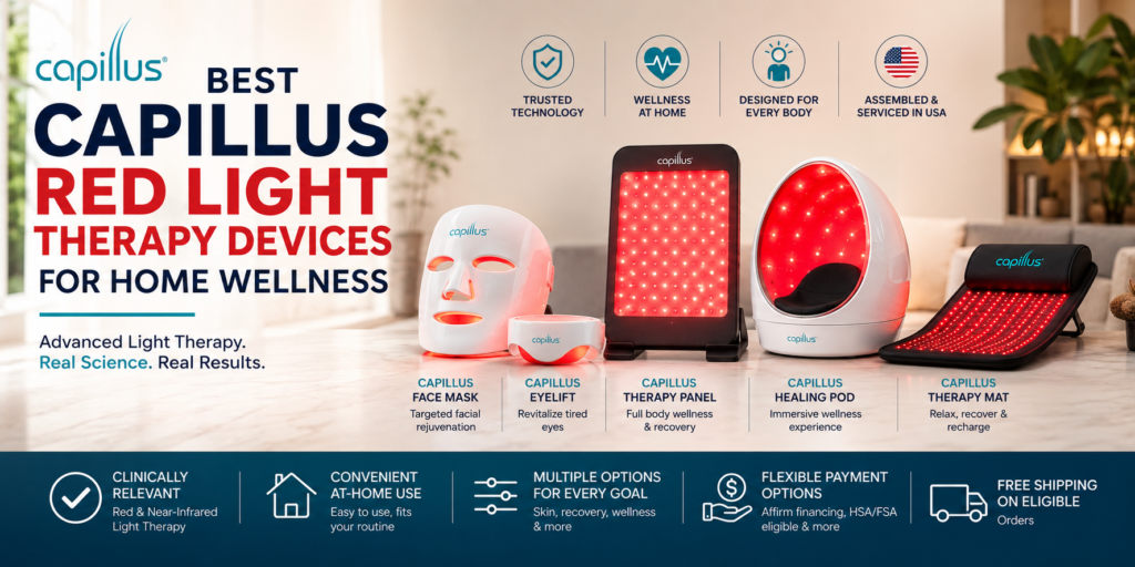 Capillus Red Light Therapy devices for home wellness and recovery