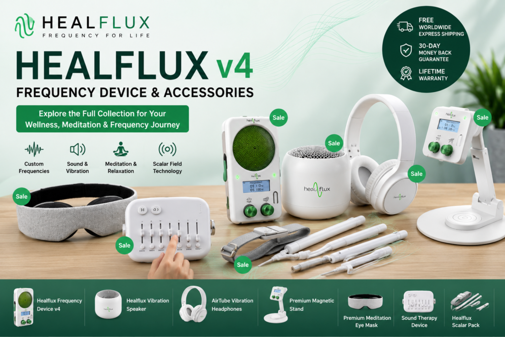 HealFlux Frequency Device v4 with protective case and accessories
