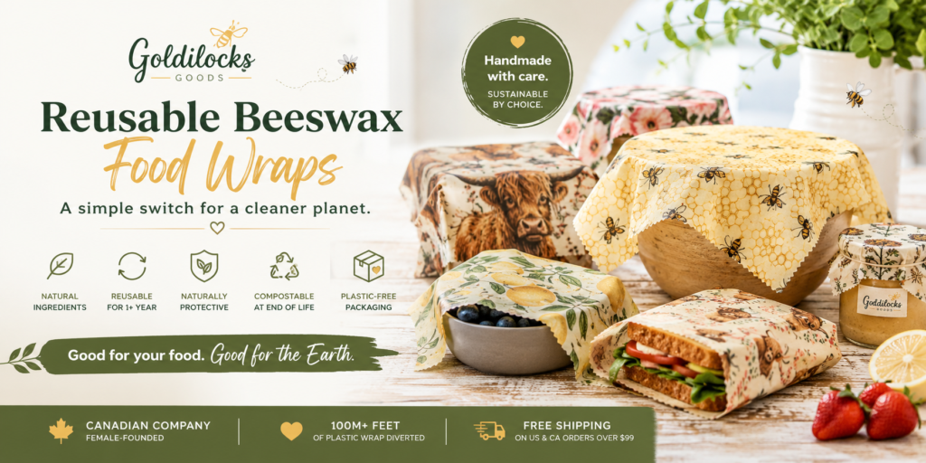 Goldilocks Goods reusable beeswax food wraps for sustainable food storage