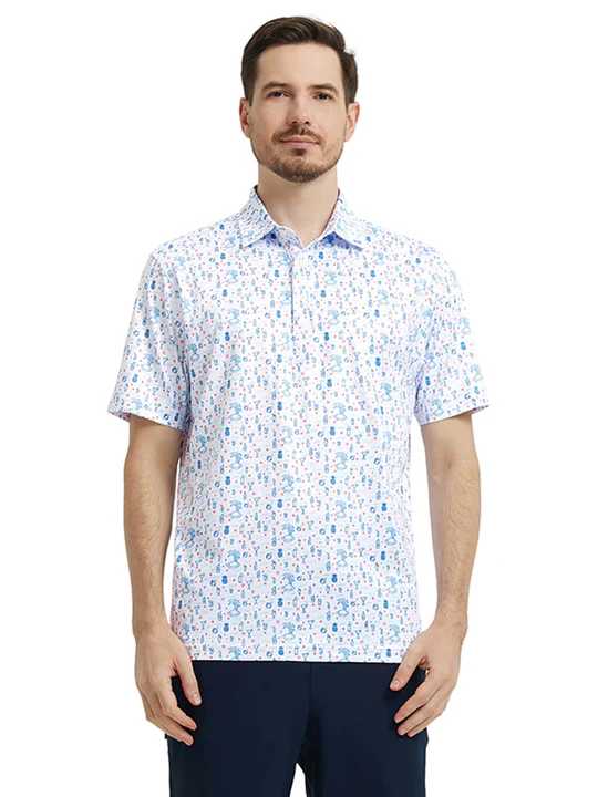 DTWOOO Men's Print Performance Polo